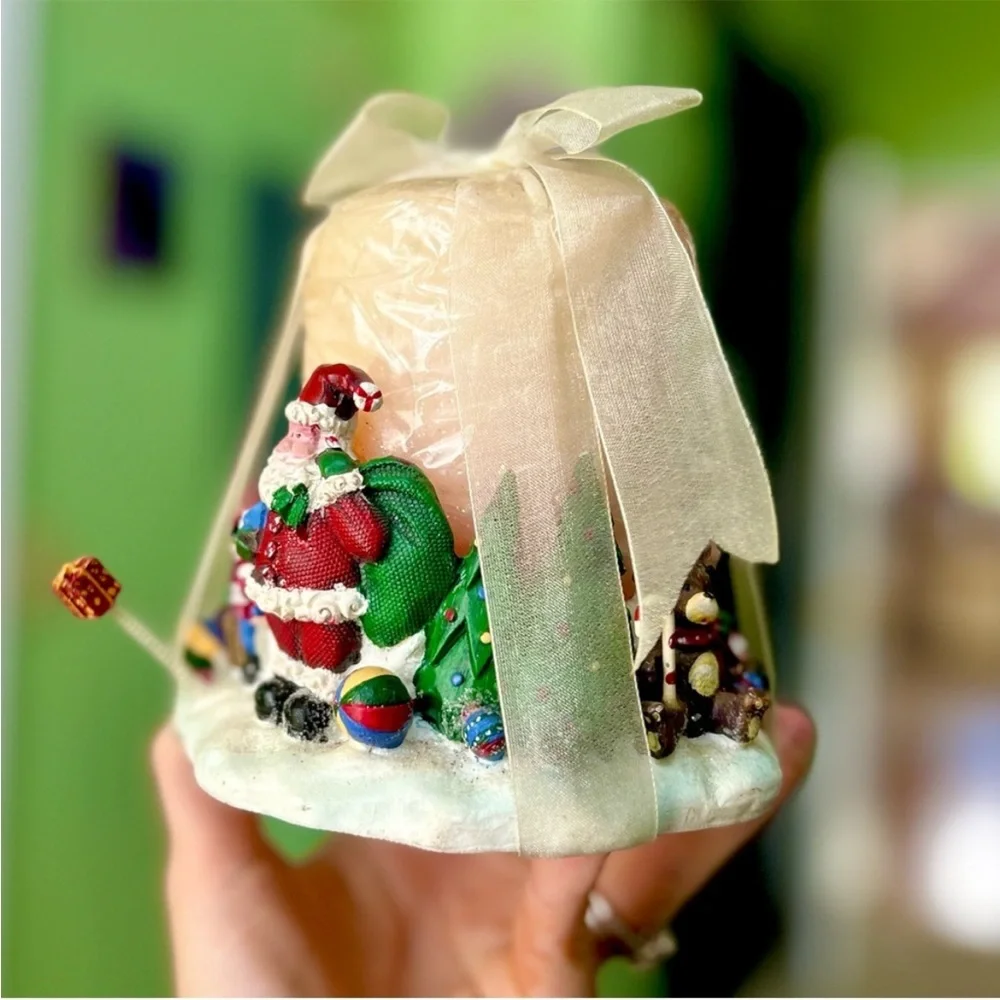 Vintage Christmas Village Vintage Candle + Holder Set Home Decor Accent